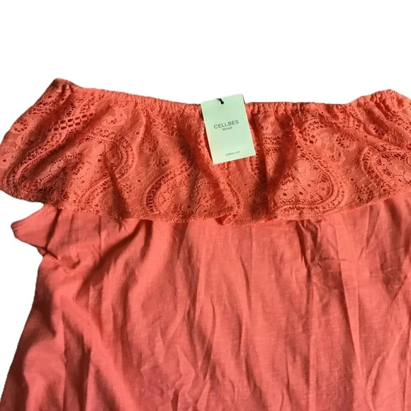 Cellbes Chantilly Lace Overlay Top Coral , US 14 - 16 Women  Plus - Picture 3 of 8